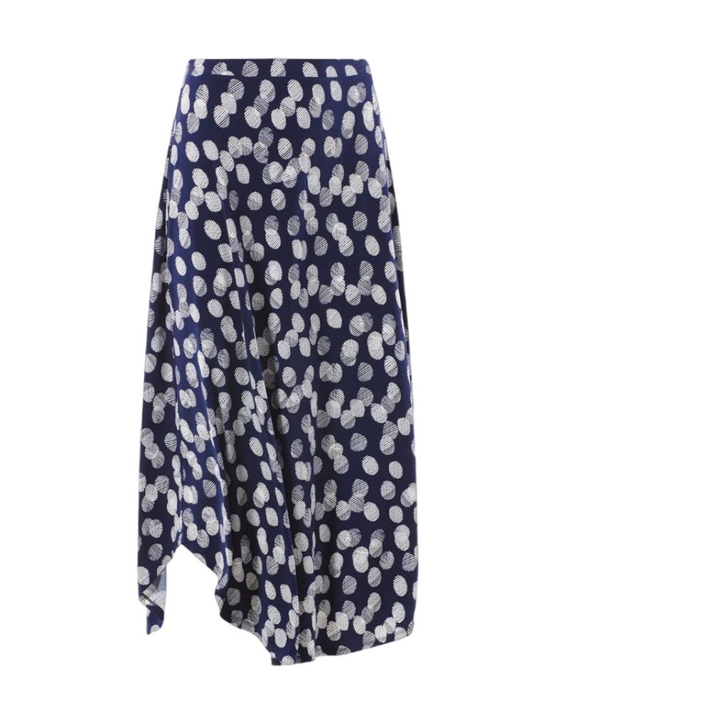 Chico´s Crosshatch Dots Curved Hemline Maxi Skirt in Midnight Size 2 NWT